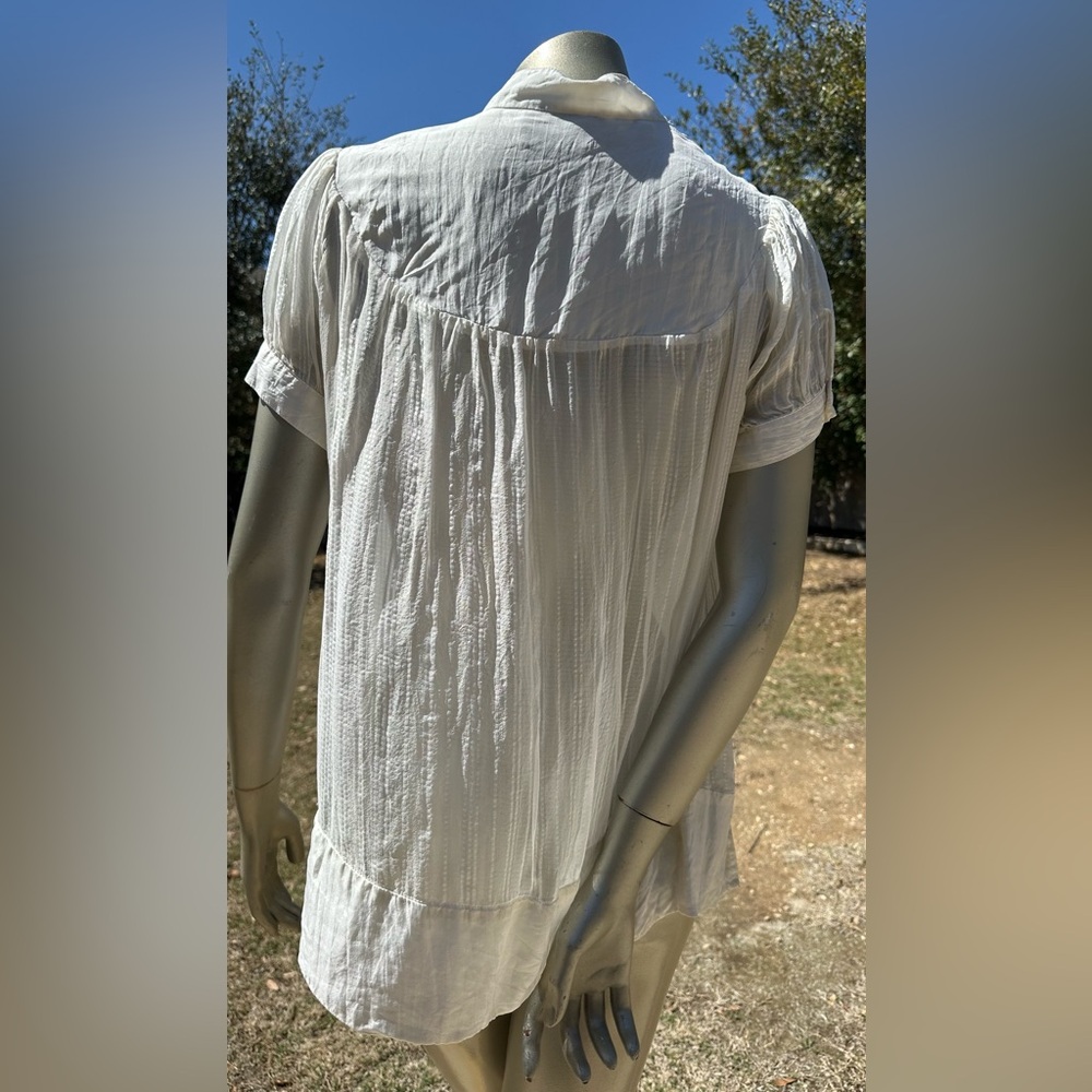 100% Silk Embroidered Sheer Crinkle Women's Top - Picture 2 of 5